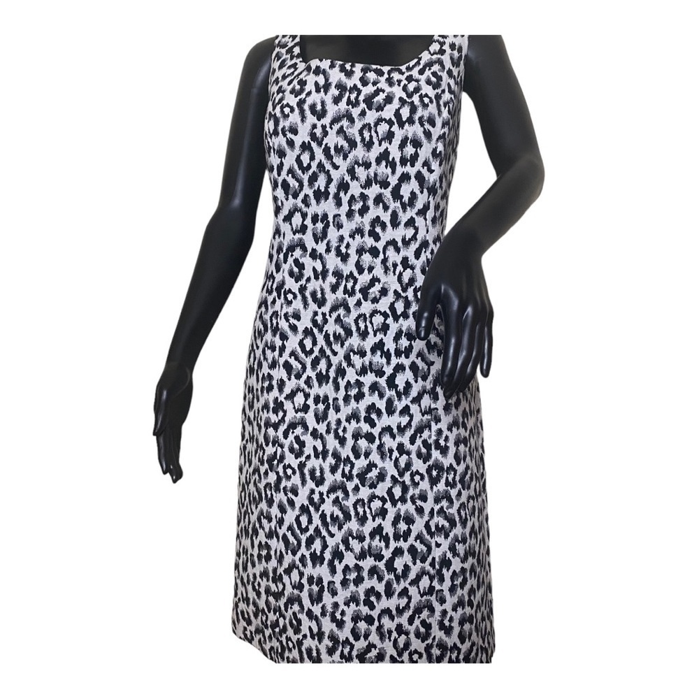Isabella De Marco Shimmery Leopard Print Black White Gray Pencil Dress Sz 10 - Picture 1 of 11